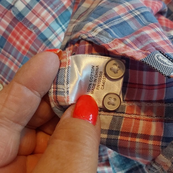 Peter Millar Blue and Red Casual Button Down Shirt - Picture 6 of 6